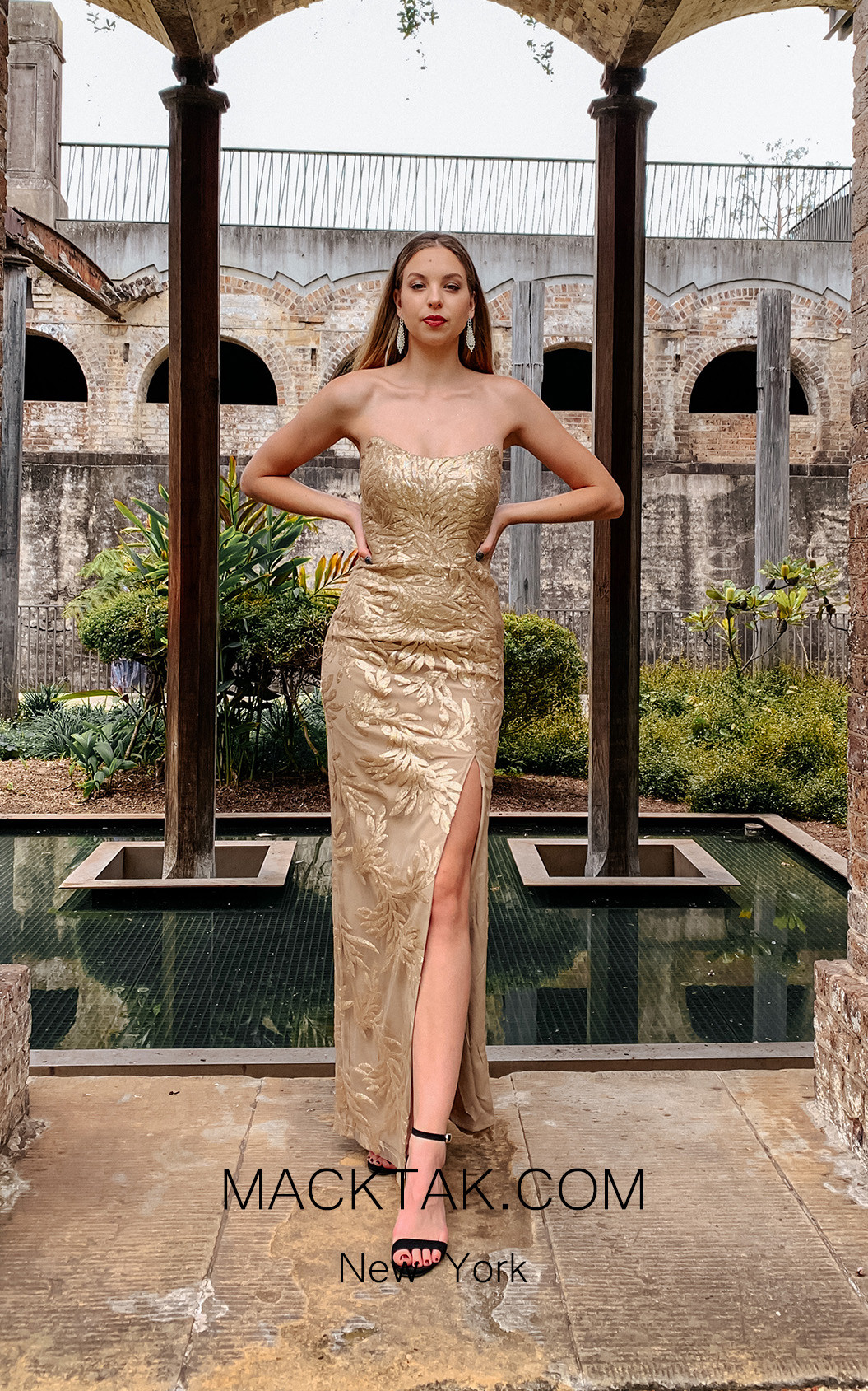 Tina Holly TW003 Gold Front Dress