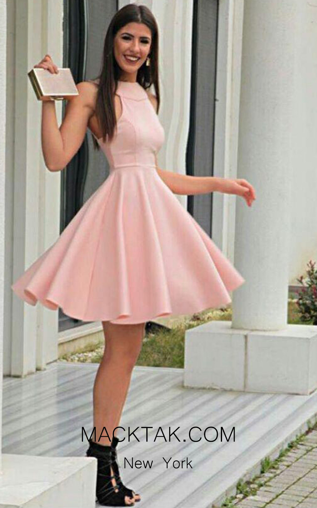 TK AS127 Pink Evening Dress