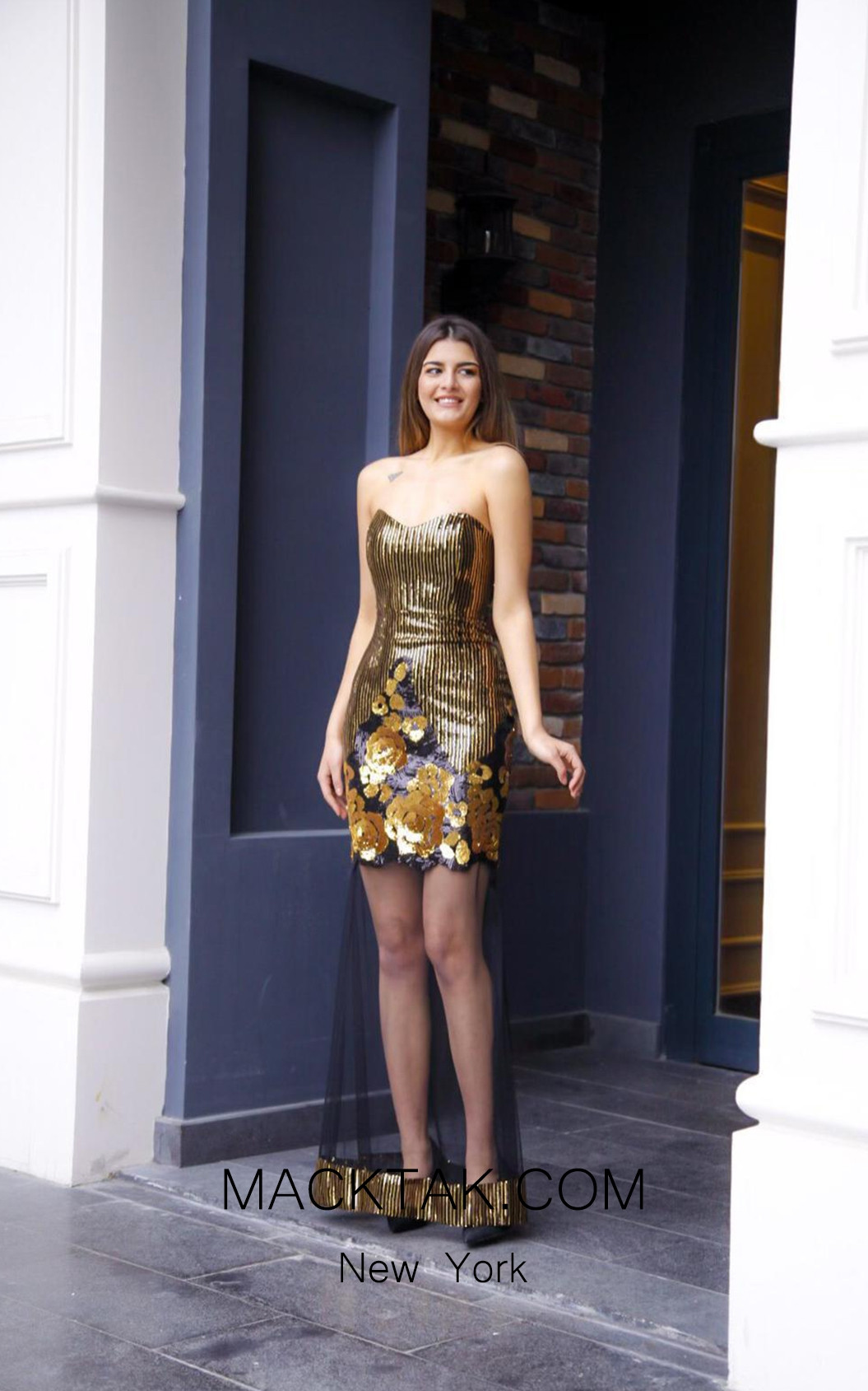 TK AS141 Gold Evening Dress