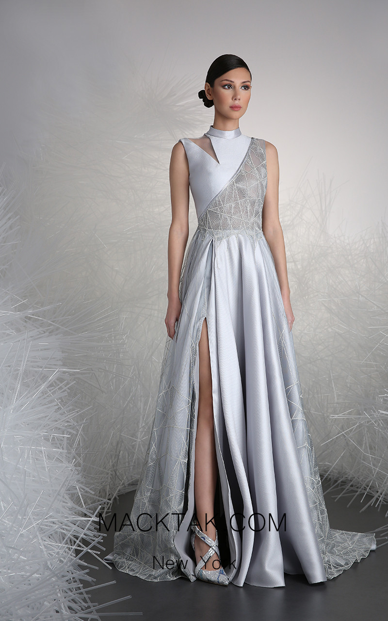 Tony Ward 14 Silver Front Evening Dress