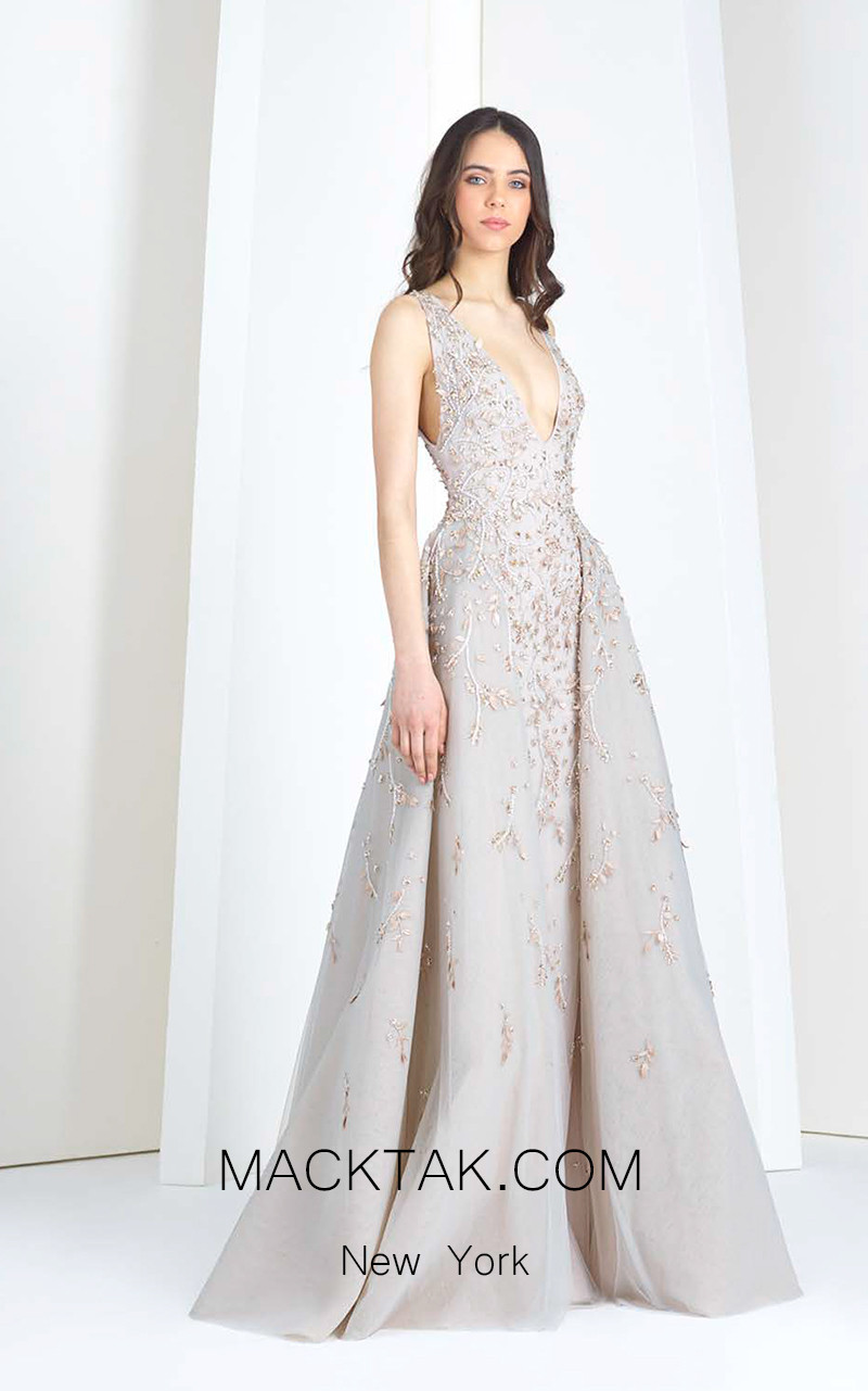 Tony Ward 15 Gray Front Evening Dress