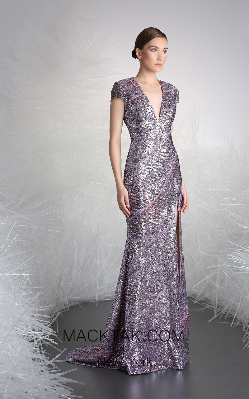 Tony Ward 27 Purple Front Evening Dress