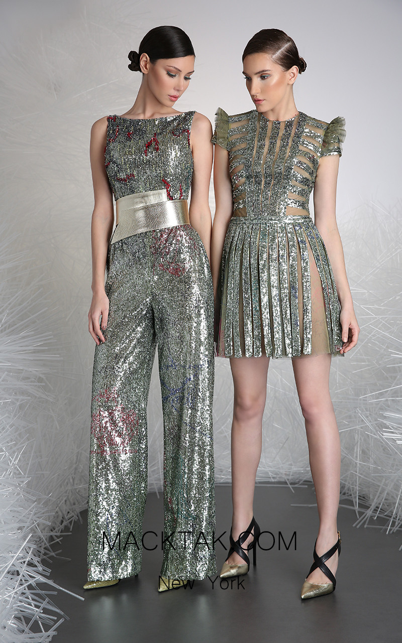 Tony Ward 40B Silver Front Evening Dress