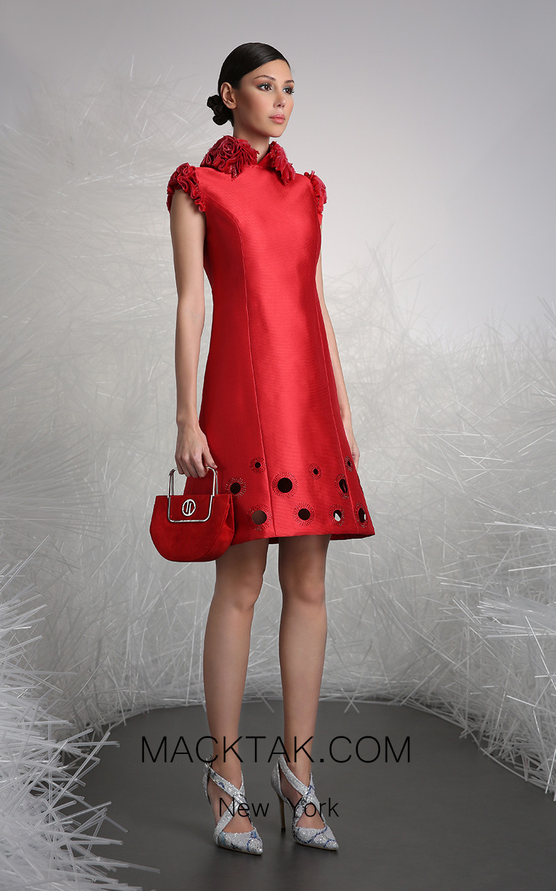 Tony Ward 4 Red Front Evening Dress