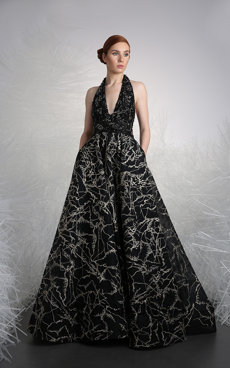 Tony Ward FW23 Black Front Evening Dress