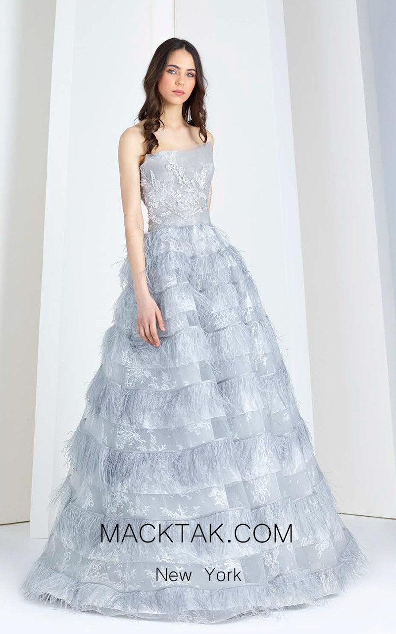 Tony Ward T20 Gray Fron Evening Dress