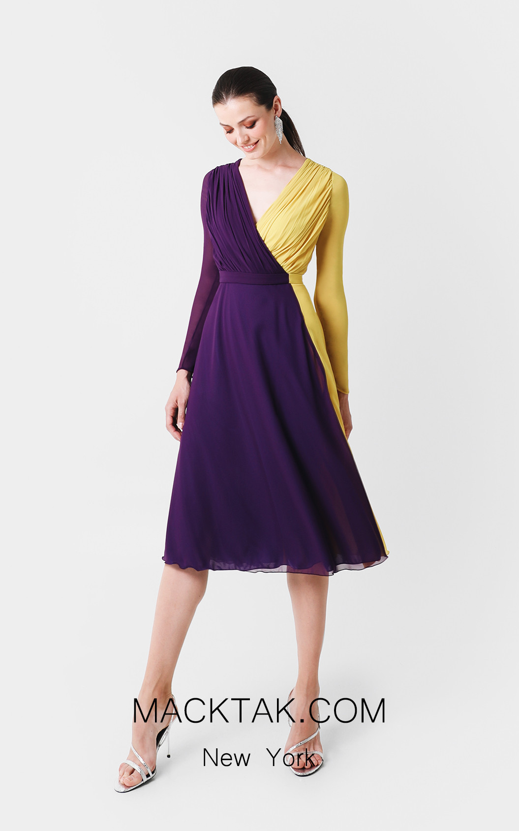 Victoria Jayla Purple Yellow Front Dress