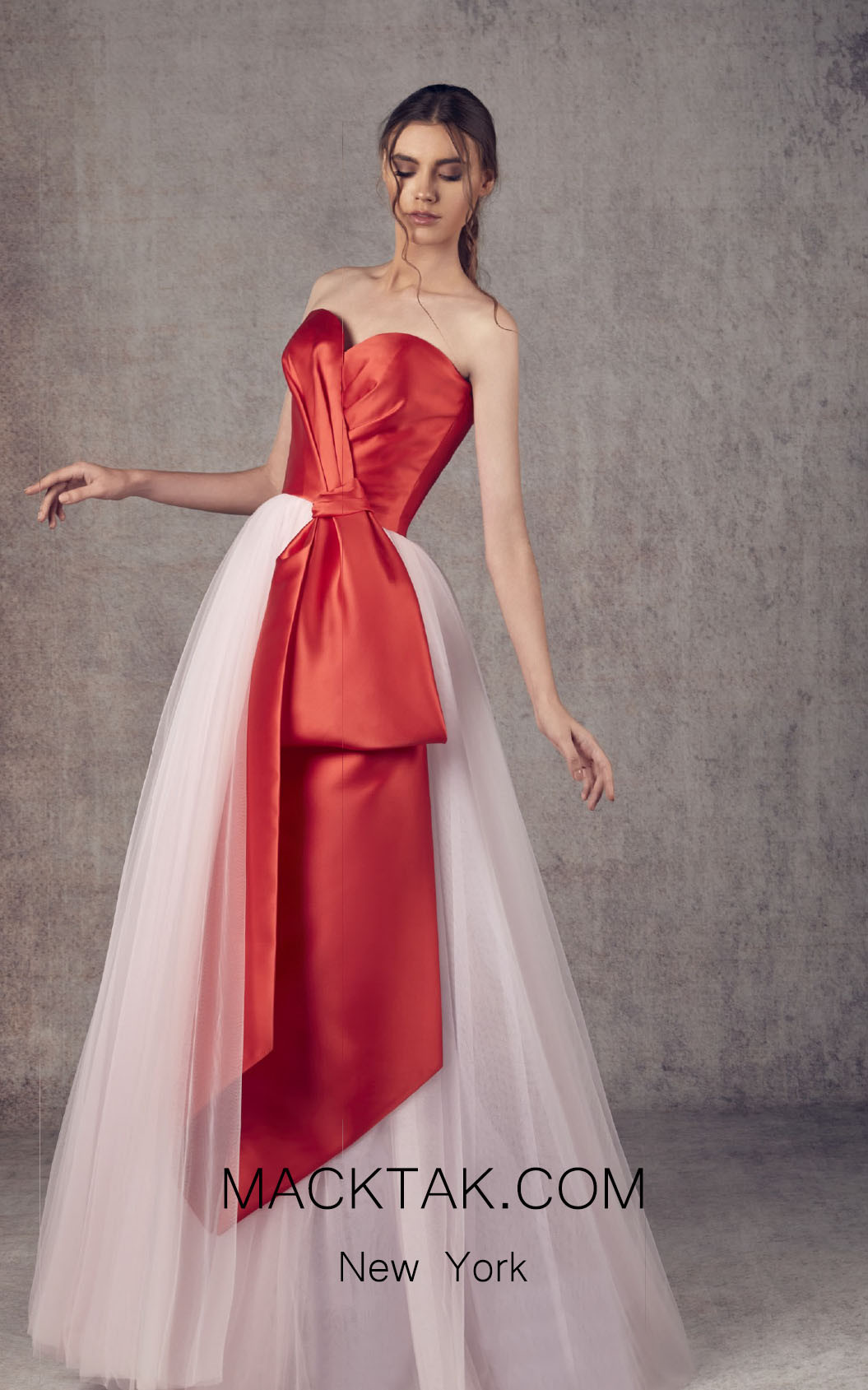Ziad Germanos ZG1 Red Pink Front Evening Dress