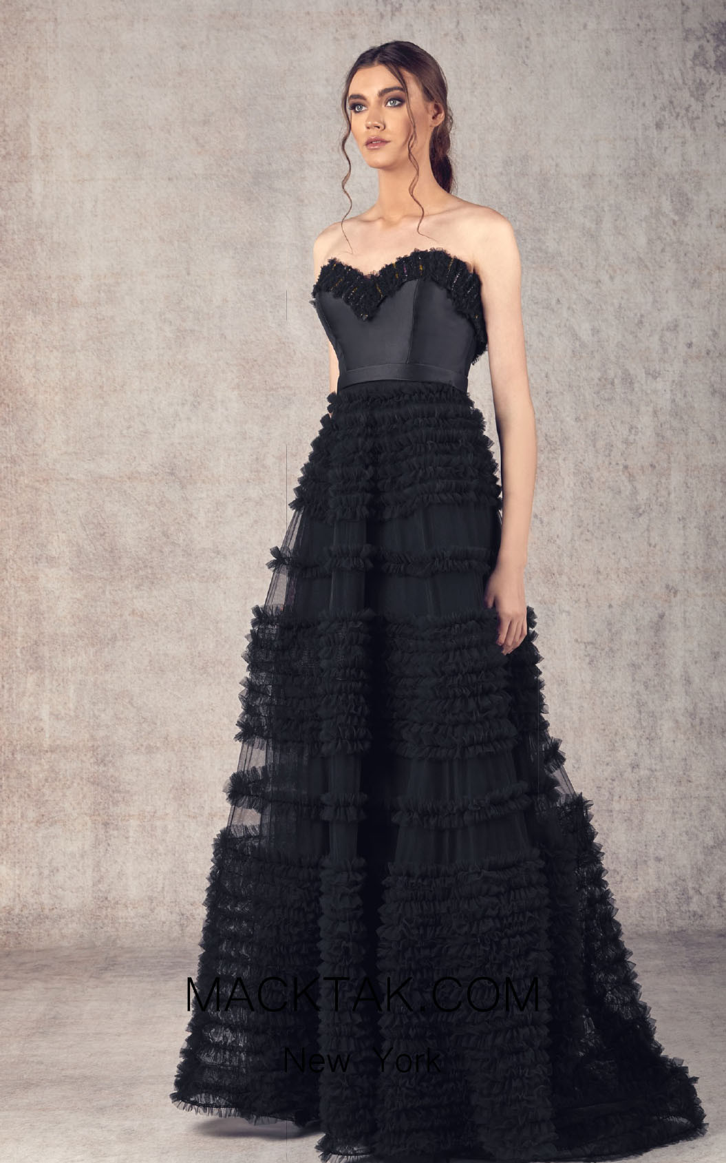 Ziad Germanos ZG13 Black Front Evening Dress