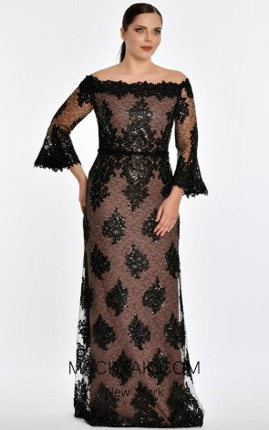 Alfa Beta B4830 Black Beige Front Dress