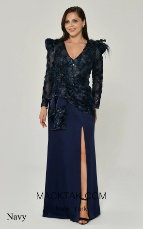 Alfa Beta B6131 Navy Front Dress