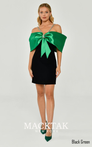 Alfa Beta B6409 Black Green Front Dress