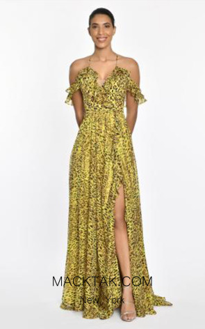 Jordane Yellow Leopard Front Dress