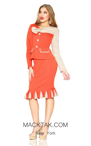 Kourosh 4920 Orange Gold Front Knit Suit