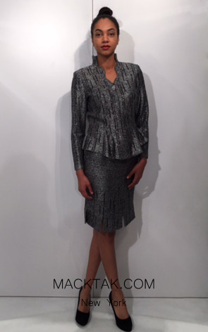 Elegance Fashions  Kayla Knits 5329 2Pc Skirt Suit - Light/Silver
