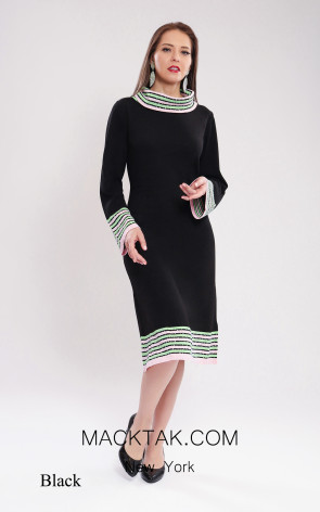 Kourosh KNY Knit KH019 Black Front Dress