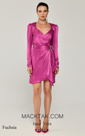 Paméla Fuchsia Front Dress