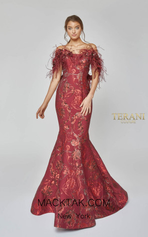 Terani Couture 1921E0136 Red Front Evening Dress
