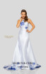 Terani 1911P8185 White Denim Silver Front Dress