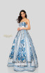 Terani 1911P8516 White Blue Front Dress