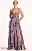 Alfa Beta 5601 Dark Lilac Chiffon Dress