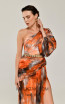 Alfa Beta B5896 Orange Pattern Detail Dress