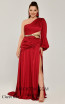 Alfa Beta 5897 Claret Red Satin Dress