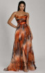 Alfa Beta B5922 Orange Pattern Front Dress