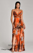 Alfa Beta B5924 Orange Pattern Chiffon Dress