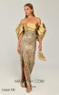 Alfa Beta B6073 Green Oil Off Shoulder Dress