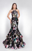 Alma Couture AC1029 Black Multi Front Evening Dress