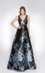 Alma Couture AC1038 Black Multi Front Evening Dress