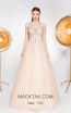 Alma Couture AC1045 Champagne Front Evening Dress