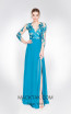 Alma Couture AC1052 Turquoise Front Evening Dress