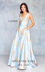 Clarisse 3703 Steel Blue Gold Front Prom Dress