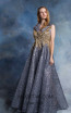 In Couture By Kiwi 4707 Blue Gold Front Dress