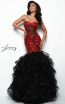 Jasz Couture 7025 Black Red Front Dress