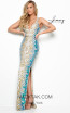 Jasz Couture 7081 Nude Teal Front Dress