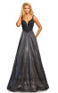 Johnathan Kayne 2069 Blue Silver Front Dress