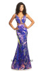 Johnathan Kayne 2092 Purple Multi Front Dress