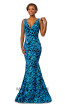 Johnathan Kayne 2106 Aqua Multi Front Dress