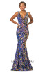 Johnathan Kayne 2106 Purple Multi Front Dress