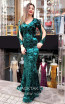 TK MT3953 Green Black Front Evening Dress