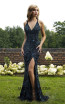 Primavera Couture 3220 Back Black Teal Dress