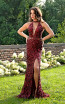 Primavera Couture 3244 Front Burgundy Dress
