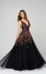 Primavera Couture 3437 Black Multi Front Dress