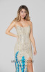 Primavera Couture 3455 Nude Peacock Front Dress
