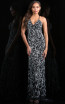 Scala 48796 Black White Front Evening Dress