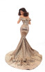 Tarik Ediz 93622 Gold Back Evening Dress