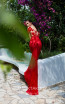 Tarik Ediz 93627 Red Back Evening Dress